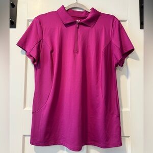Fila Women's Dark Pink Short Sleeve Zip-Front Polo Size Large
